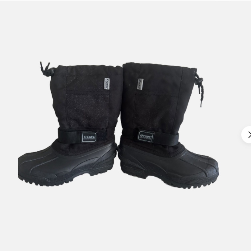 KHOMBU Snow/Winter Boots Black Youth Size 4 Waterproof Draw String Top/Strap